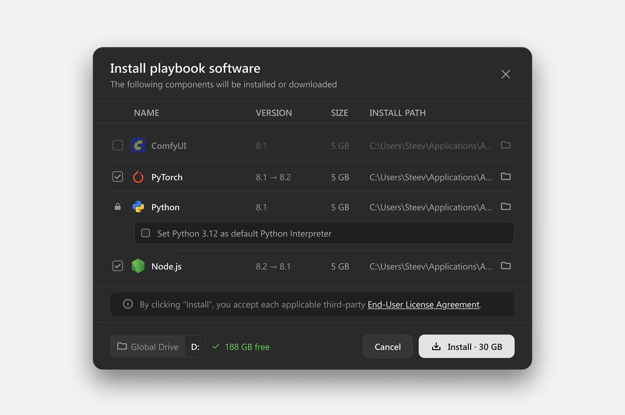 Install overlay showing every install path
