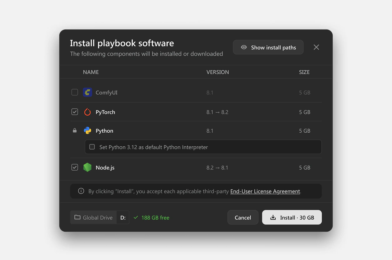 Install overlay with paths hidden behind a control
