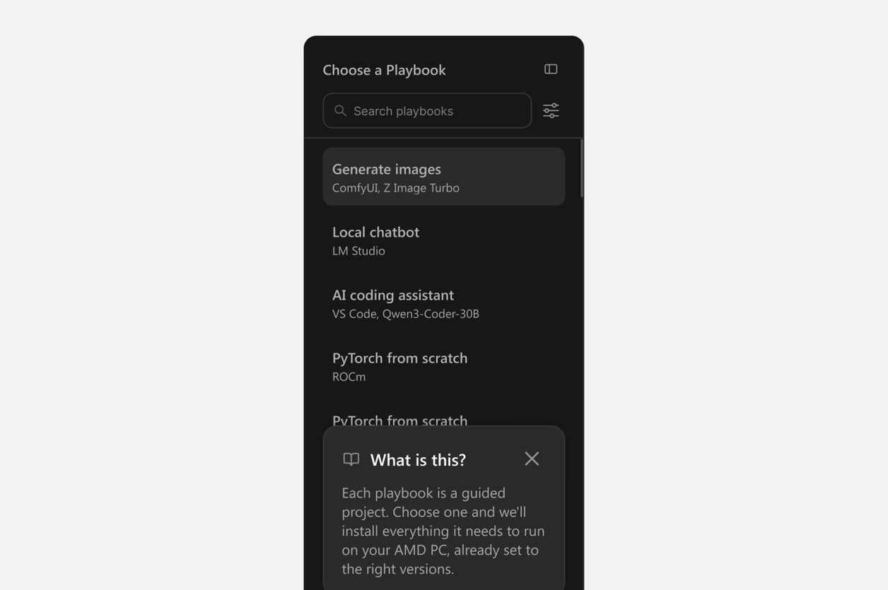 Playbooks side panel with search and filters