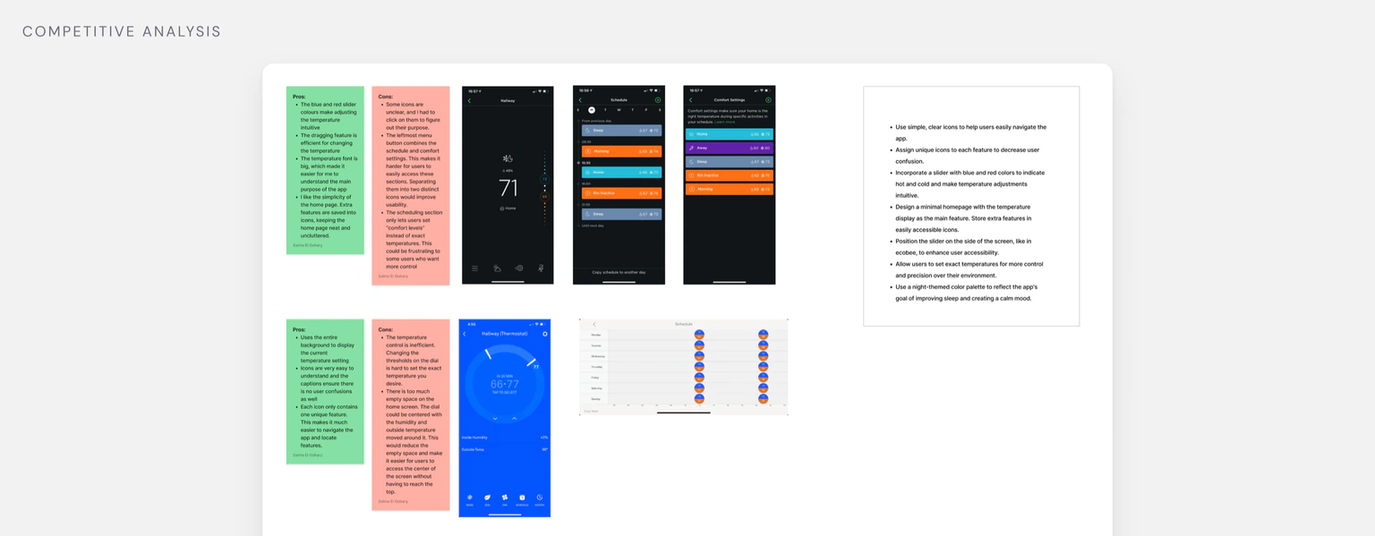 Competitive review board of smart thermostat and sleep apps