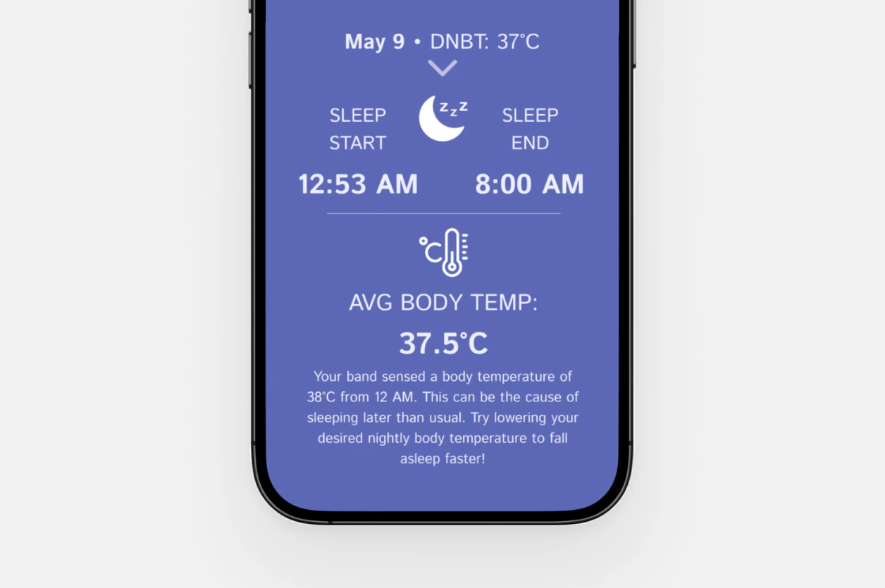 The morning summary of the night's temperature data
