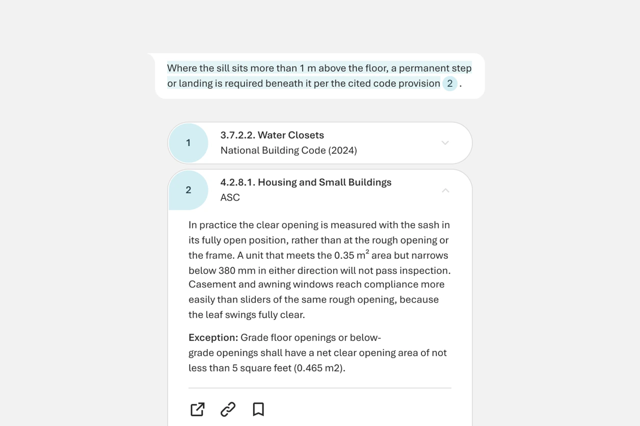 A citation opening the reference panel beside the answer